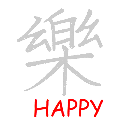 Chinese symbol Happy, Happiness handwriting strokes GIF animation