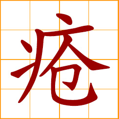 simplified Chinese symbol: sore, skin ulcer