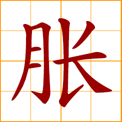 simplified Chinese symbol: to distend, swell; feel bloated
