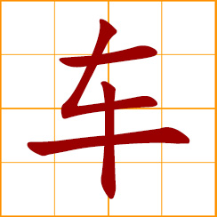 simplified Chinese symbol: car, vehicle; wheeled device; machines; to lathe