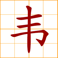 simplified Chinese symbol: soft leather; Wei, Wai, Chinese surname