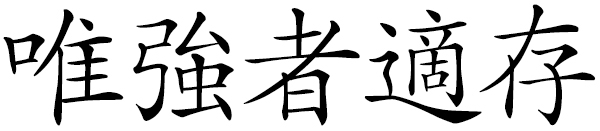 Chinese idiom 唯強者適存 Only the Strong Survives