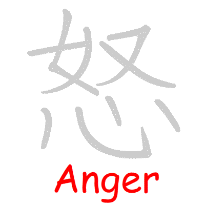 Chinese symbol Anger handwriting strokes GIF animation