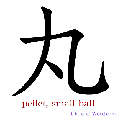 Chinese symbol calligraphy strokes animation for pellet, small ball