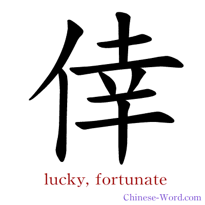 Chinese symbol calligraphy strokes animation for lucky, fortunate