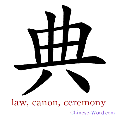 Chinese symbol calligraphy strokes animation for law, canon, ceremony
