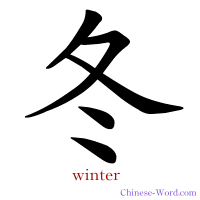 Chinese symbol calligraphy strokes animation for winter