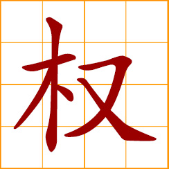 simplified Chinese symbol: power, authority, rights