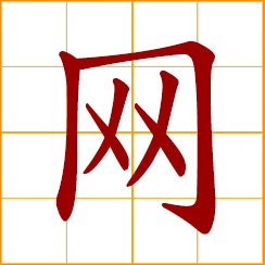 simplified Chinese symbol: net, network; catch with a net