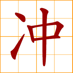 simplified Chinese symbol: to rush, thrust; to dash, charge, forge ahead
