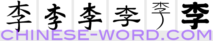 Chinese symbol: 李, plum; Li, Lee, Lei, Chinese surname